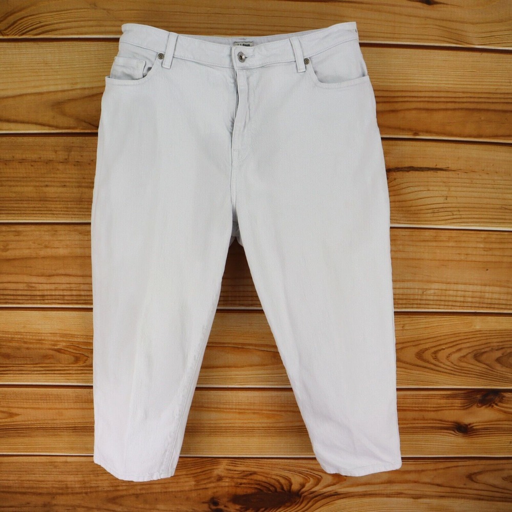 L.L. Bean Capri Jeans Classic Fit Womens 16 Ivory Cotton Blend Denim‎ High Rise